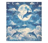 JUMBEAR Dolphins Jump under The Moon Dishwasher Magnet Cover Waterproof Magnectic Sticker Refrigerator Magnet Decor Home Cabinet Decals Appliances Stickers for Home Kitchen 23"x26"