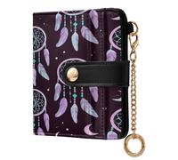 JUMBEAR Dreamy Feather Catching Dreams Purses for Women,RFID Blocking PU Leather Wallet for Women,Zipper Coin Purse with Multiple Card Slots and Roomy Compartment