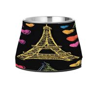 JUMBEAR Eiffel Tower Love Heart Anti slip Dog Bowls,Stainless Steel Cat Bowls,Cute Pet Bowls for Medium/Small Size Dogs