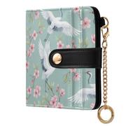 JUMBEAR Elegant Red Crowned Crane Purses for Women,RFID Blocking PU Leather Wallet for Women,Zipper Coin Purse with Multiple Card Slots and Roomy Compartment
