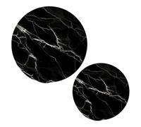 JUMBEAR Fashion Black Marble Texture Potholders Set Trivets Set 2PCS,Pure Cotton Thread Weave Hot Pot Holders Set,Stylish Coasters, Hot Pads, Hot Mats,Spoon Rest For Cooking and Baking