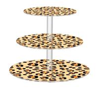 JUMBEAR Fashion Leopard Print Cupcake Stand,3-Tier Acrylic Cupcake Display Stand Dessert Tower Pastry Stand Premium Cupcake Holder for Baby Shower Wedding Birthday Party