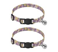JUMBEAR Fresh Style Floral Fragments Dog Collar With Bell 2-Pack,Soft Adjustable Puppy Collar Pet Collars for Small Medium Dogs and Cats