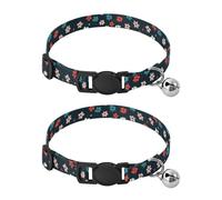 JUMBEAR Fresh Style Floral Fragments Dog Collar With Bell 2-Pack,Soft Adjustable Puppy Collar Pet Collars for Small Medium Dogs and Cats