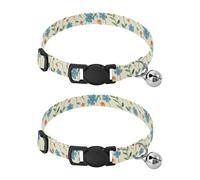 JUMBEAR Fresh Style Floral Fragments Dog Collar With Bell 2-Pack,Soft Adjustable Puppy Collar Pet Collars for Small Medium Dogs and Cats