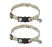 JUMBEAR Fresh Style Floral Fragments Dog Collar With Bell 2-Pack,Soft Adjustable Puppy Collar Pet Collars for Small Medium Dogs and Cats