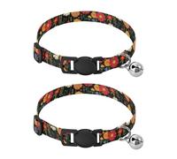 JUMBEAR Fresh Style Floral Fragments Dog Collar With Bell 2-Pack,Soft Adjustable Puppy Collar Pet Collars for Small Medium Dogs and Cats