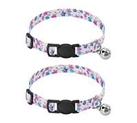 JUMBEAR Fresh Style Floral Fragments Dog Collar With Bell 2-Pack,Soft Adjustable Puppy Collar Pet Collars for Small Medium Dogs and Cats