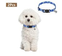JUMBEAR Fresh Style Floral Fragments Dog Collar With Bell 2-Pack,Soft Adjustable Puppy Collar Pet Collars for Small Medium Dogs and Cats