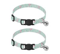 JUMBEAR Fresh Style Floral Fragments Dog Collar With Bell 2-Pack,Soft Adjustable Puppy Collar Pet Collars for Small Medium Dogs and Cats