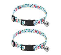 JUMBEAR Fresh Style Floral Fragments Dog Collar With Bell 2-Pack,Soft Adjustable Puppy Collar Pet Collars for Small Medium Dogs and Cats