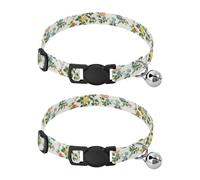 JUMBEAR Fresh Style Floral Fragments Dog Collar With Bell 2-Pack,Soft Adjustable Puppy Collar Pet Collars for Small Medium Dogs and Cats