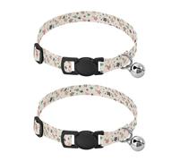 JUMBEAR Fresh Style Floral Fragments Dog Collar With Bell 2-Pack,Soft Adjustable Puppy Collar Pet Collars for Small Medium Dogs and Cats
