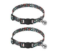 JUMBEAR Fresh Style Floral Fragments Dog Collar With Bell 2-Pack,Soft Adjustable Puppy Collar Pet Collars for Small Medium Dogs and Cats