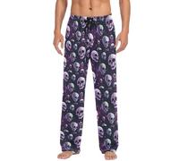 JUMBEAR Glowing Skull Mens Lounge Pants, Mens Pyjama Bottoms Nightwear with Pockets