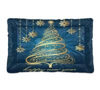 JUMBEAR Golden Glowing Christmas Tree Pet Bed Mats,Non Slip Bottom Dog Crate Mattress Cat Dog Mat,Soft Comfortable Pet Cat Beds for Cats and Dogs Sleeping 36x24in