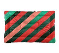 JUMBEAR Green and Red Diagonal Striped Pet Bed,Non Slip Bottom Dog Crate Mattress Cat Dog Mat,Soft Comfortable Pet Cat Beds for Cats and Dogs Sleeping 24x18in