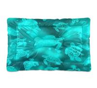 JUMBEAR Green Glowing Turtle Pet Bed Mats,Non Slip Bottom Dog Crate Mattress Cat Dog Mat,Soft Comfortable Pet Cat Beds for Cats and Dogs Sleeping 36x24in