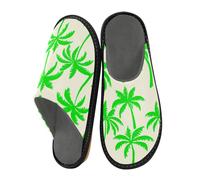JUMBEAR Green Palm Trees Memory Foam Slippers Slip on Anti-Skid Sole Bedroom House Slippers of Women Men-29