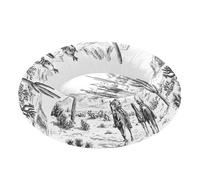 JUMBEAR Grey Style Western Cowboy Calming Dog Cat Donut Bed -Plush Puppy Kitten Cuddler Round Bed, Warm and Soft Pet Beds with Non-Slip Bottom and Washable-S