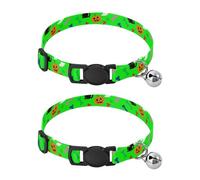 JUMBEAR Halloween Black Cat and Ghosts Dog Collar With Bell 2-Pack,Soft Adjustable Puppy Collar Pet Collars for Small Medium Dogs and Cats