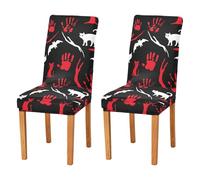 JUMBEAR Halloween Bloody Palm Chair Covers for Dining Room 4PCS,Stretch Chair Slipcovers Removable Washable Kitchen Chair Cover Decorative Seat Protector