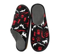 JUMBEAR Halloween Bloody Palm Memory Foam Slippers Slip on Anti-Skid Sole Bedroom House Slippers of Women Men-30