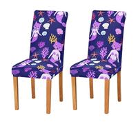JUMBEAR Halloween Cartoon Mermaid Chair Covers for Dining Room 4PCS,Stretch Chair Slipcovers Removable Washable Kitchen Chair Cover Decorative Seat Protector