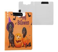 JUMBEAR Halloween Cute Dachshund Clipboard A4 with Double Clips,Foldover Clip Board with Cover,Lightweight Personal Organiser Suitable forfor Hospital Office School Business Classroom Supplies