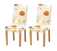 JUMBEAR Halloween Cute Ghosts Chair Covers for Dining Room 4PCS,Stretch Chair Slipcovers Removable Washable Kitchen Chair Cover Decorative Seat Protector