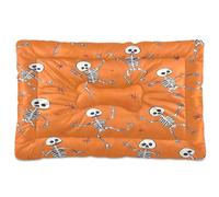 JUMBEAR Halloween Funny Skull Pet Bed,Non Slip Bottom Dog Crate Mattress Cat Dog Mat,Soft Comfortable Pet Cat Beds for Cats and Dogs Sleeping 24x18in