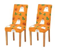 JUMBEAR Halloween Ghosts and Pumpkins Chair Covers for Dining Room 4PCS,Stretch Chair Slipcovers Removable Washable Kitchen Chair Cover Decorative Seat Protector