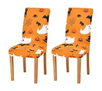 JUMBEAR Halloween Ghosts and Pumpkins Chair Covers for Dining Room 4PCS,Stretch Chair Slipcovers Removable Washable Kitchen Chair Cover Decorative Seat Protector