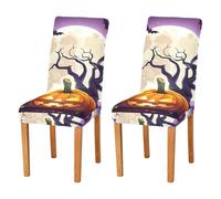 JUMBEAR Halloween Ghosts and Pumpkins Chair Covers for Dining Room 4PCS,Stretch Chair Slipcovers Removable Washable Kitchen Chair Cover Decorative Seat Protector
