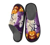 JUMBEAR Halloween Ghosts and Pumpkins Memory Foam Slippers Slip on Anti-Skid Sole Bedroom House Slippers of Women Men-26
