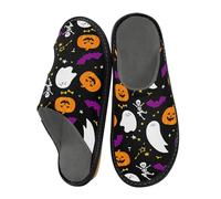JUMBEAR Halloween Ghosts and Pumpkins Memory Foam Slippers Slip on Anti-Skid Sole Bedroom House Slippers of Women Men-26