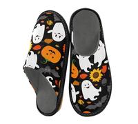 JUMBEAR Halloween Ghosts and Pumpkins Memory Foam Slippers Slip on Anti-Skid Sole Bedroom House Slippers of Women Men-25