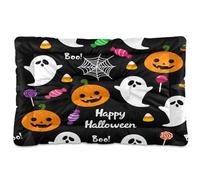 JUMBEAR Halloween Ghosts and Pumpkins Pet Bed Mats,Non Slip Bottom Dog Crate Mattress Cat Dog Mat,Soft Comfortable Pet Cat Beds for Cats and Dogs Sleeping 36x24in