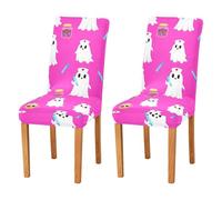 JUMBEAR Halloween Ghosts Chair Covers for Dining Room 2PCS,Stretch Chair Slipcovers Removable Washable Kitchen Chair Cover Decorative Seat Protector
