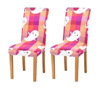 JUMBEAR Halloween Ghosts Chair Covers for Dining Room 2PCS,Stretch Chair Slipcovers Removable Washable Kitchen Chair Cover Decorative Seat Protector