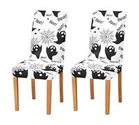 JUMBEAR Halloween Ghosts Chair Covers for Dining Room 2PCS,Stretch Chair Slipcovers Removable Washable Kitchen Chair Cover Decorative Seat Protector