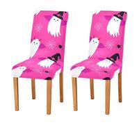 JUMBEAR Halloween Ghosts Chair Covers for Dining Room 2PCS,Stretch Chair Slipcovers Removable Washable Kitchen Chair Cover Decorative Seat Protector