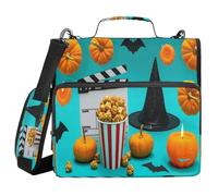 JUMBEAR Halloween Popcorn Witch Hat Zipper Binder with Shoulder Strap- 1.5 Inch O-Rings -Expanding File Folder - Multiple Pockets - 600 Sheet Capacity