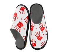JUMBEAR Halloween Red Blood Palm Memory Foam Slippers Slip on Anti-Skid Sole Bedroom House Slippers of Women Men-26