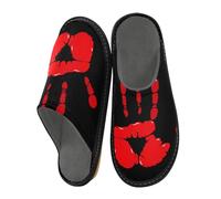 JUMBEAR Halloween Red Blood Palm Memory Foam Slippers Slip on Anti-Skid Sole Bedroom House Slippers of Women Men-25