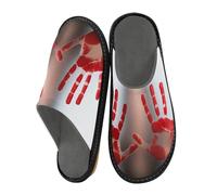 JUMBEAR Halloween Red Blood Palm Memory Foam Slippers Slip on Anti-Skid Sole Bedroom House Slippers of Women Men-26