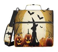 JUMBEAR Halloween Witch Zipper Binder with Shoulder Strap- 1.5 Inch O-Rings -Expanding File Folder - Multiple Pockets - 600 Sheet Capacity