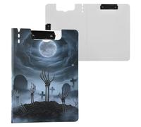 JUMBEAR Hand Skeleton under Halloween Moonlight Clipboard A4 with Double Clips,Foldover Clip Board with Cover,Lightweight Personal Organiser Suitable forfor Hospital Office School Business Classroom S
