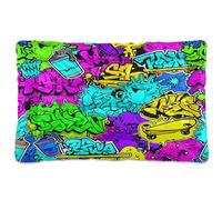 JUMBEAR Hip Hop Graffiti Style Pet Bed Mats,Non Slip Bottom Dog Crate Mattress Cat Dog Mat,Soft Comfortable Pet Cat Beds for Cats and Dogs Sleeping 36x24in