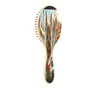 JUMBEAR Hunting Dog Wearing A Red Coat Hair Brush,Massaging Scalp Wooden Bamboo Paddle Hairbrush for All Hairstyles,Reducing Tangle & Hair Breakage, Promoting Hair Growth